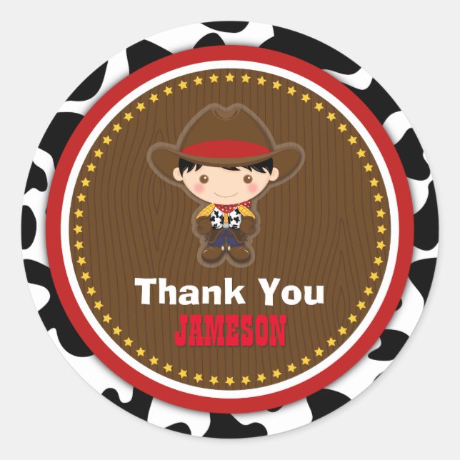 Sticker Rond Cowboy Ouest Vieux Ouest Anniversaire (Devant)