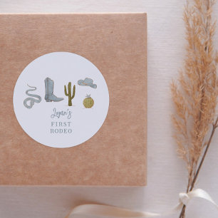 Sticker Rond Cowboy Pays 1er Anniversaire Fête Favoriser