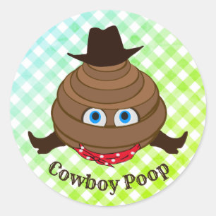 Sticker Rond Cowboy Poop Emoji
