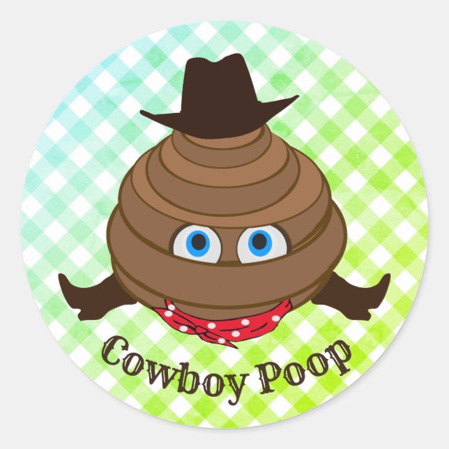 Sticker Rond Cowboy Poop Emoji (Devant)