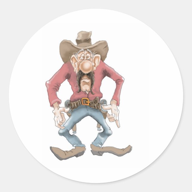 Sticker Rond Cowboy prêt à dessiner (Devant)