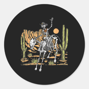 Sticker Rond Cowboy Riding Horse Halloween Rider Costu