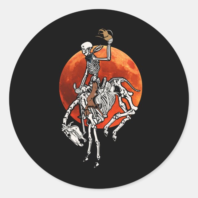 Sticker Rond Cowboy Riding Horse Halloween Rider Costu (Devant)
