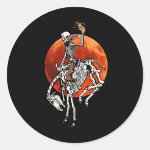 Sticker Rond Cowboy Riding Horse Halloween Rider Costu