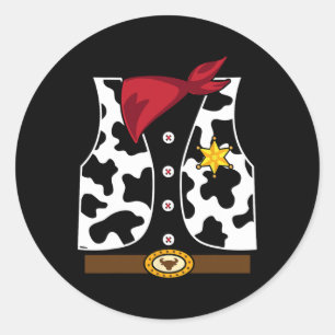 Sticker Rond Cowboy Vest Western Sheriff Costume Cool Easy Hall