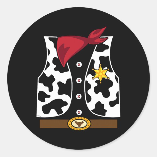 Sticker Rond Cowboy Vest Western Sheriff Costume Cool Easy Hall (Devant)