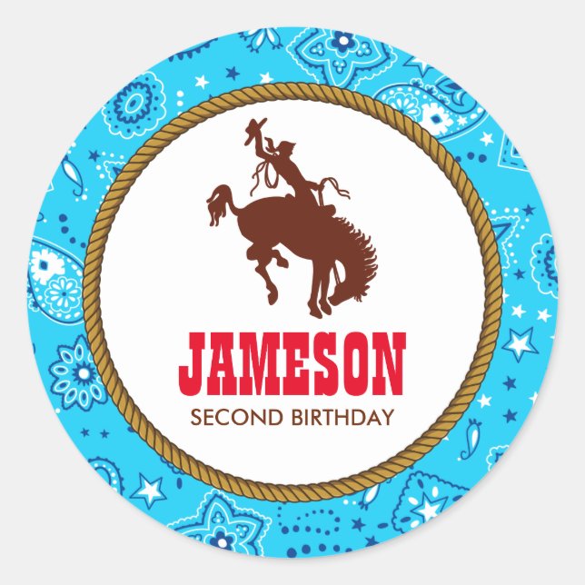 Sticker Rond Cowboy Western Old West fête d'anniversaire (Devant)