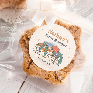 Sticker Rond Cowboy Western Rodeo 1er anniversaire