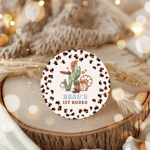 Sticker Rond Cowboy Wild West 1er Rodeo Ranch fête d'anniversai