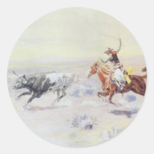 Sticker Rond Cowboys du Bar Triangle par CM Russell