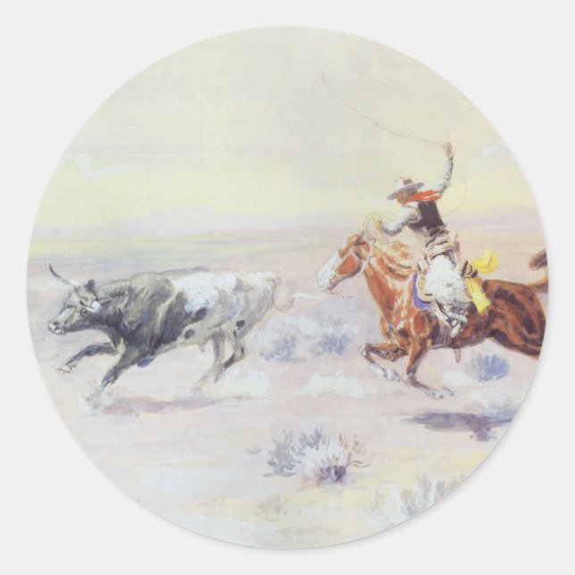 Sticker Rond Cowboys du Bar Triangle par CM Russell (Devant)