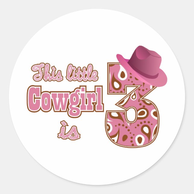 Sticker Rond Cowgirl 3e anniversaire (Devant)