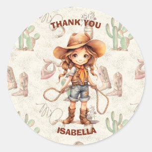 Sticker Rond Cowgirl 5e anniversaire Bash