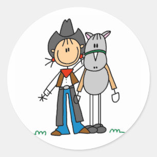 Sticker Rond Cowgirl Avec T-shirts Cheval et Cadeaux