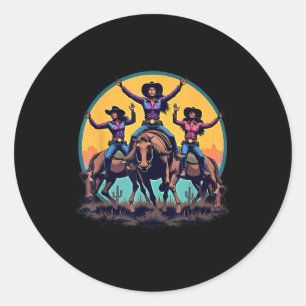 Sticker Rond Cowgirl Black Girl Western Rodeo Melanin Black Son