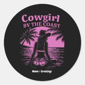Sticker Rond Cowgirl By The Coast Style Western Beachy Women