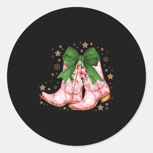 Sticker Rond Cowgirl Christmas Howel Christmas Nk Boots Cowgirl (Devant)