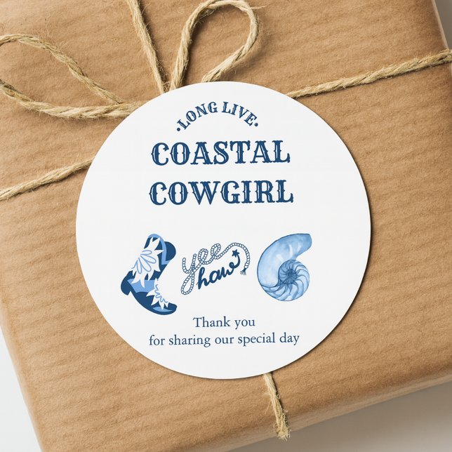 Sticker Rond cowgirl côtière bleue (Créateur téléchargé)