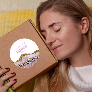 Sticker Rond Cowgirl de Bachelorette disco scintillant, paillet