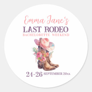 Sticker Rond Cowgirl Dernier Rodeo Rose Bachelorette