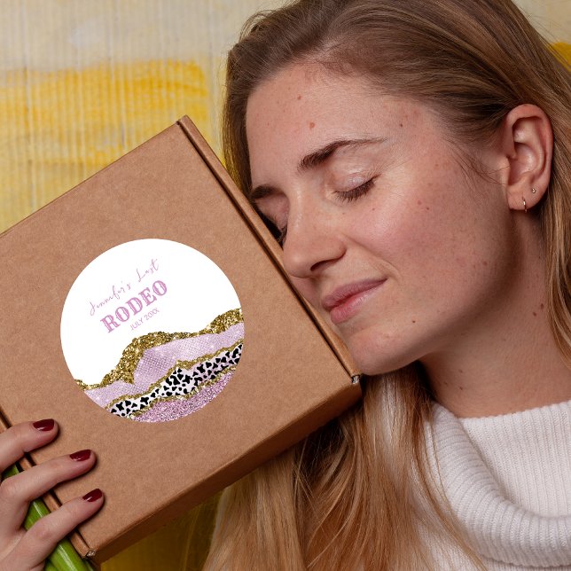 Sticker Rond Cowgirl disco étincelante pour enterrement de vie  (Créateur téléchargé)