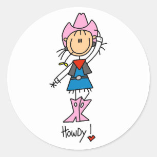 Sticker Rond Cowgirl en T-shirts roses et cadeaux