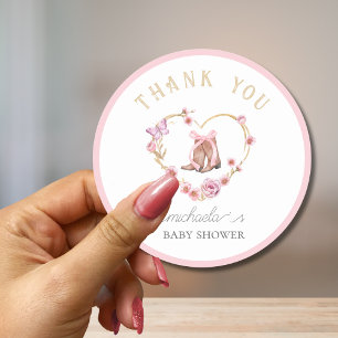 Sticker Rond Cowgirl est sur le chemin Baby shower Merci