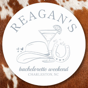 Sticker Rond Cowgirl Occidental Fête de Bachelorette à Main Lev