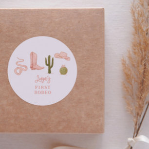 Sticker Rond Cowgirl Pays 1er anniversaire fête Favoriser