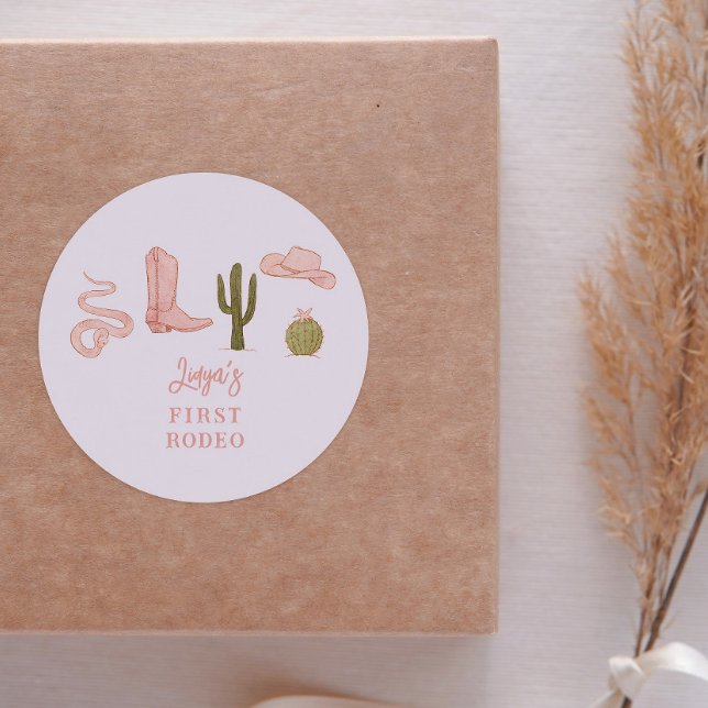 Sticker Rond Cowgirl Pays 1er anniversaire fête Favoriser (Créateur téléchargé)