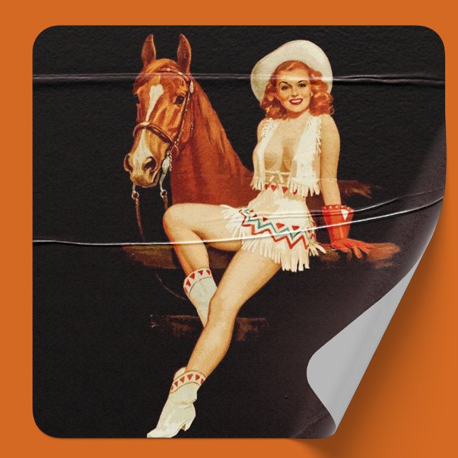 Sticker Rond Cowgirl Pin-Up                                     (Créateur téléchargé)