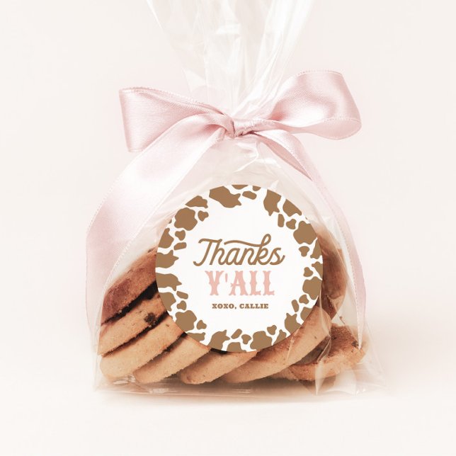 Sticker Rond Cowgirl Rodeo fête d'anniversaire Merci (Créateur téléchargé)