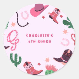 Sticker Rond Cowgirl Rodeo Western fête d'anniversaire