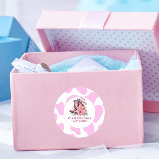 Sticker Rond Cowgirl Western Dernier Rodeo Bachelorette Party (Créateur téléchargé)