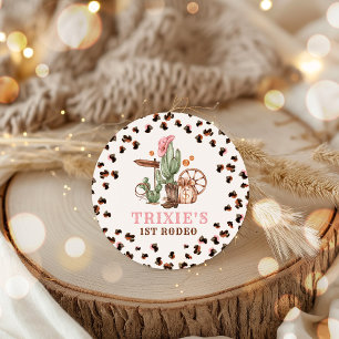 Sticker Rond Cowgirl Wild West 1er Rodeo Ranch fête d'anniversa