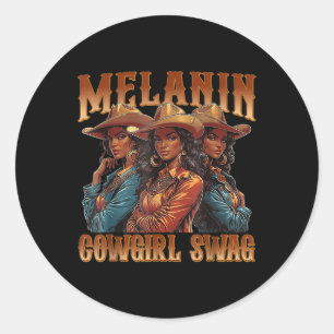 Sticker Rond Cowgirls Mélanine Swag Histoire Noire Africaine Me
