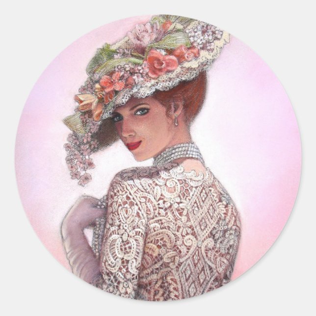 Sticker Rond Coy Victorian Lady "Betty Lu" (Devant)