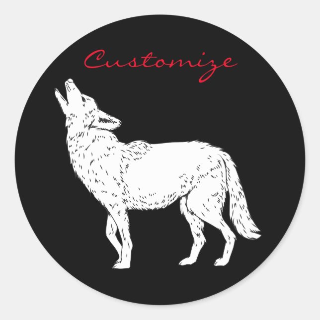 Sticker Rond Coyote Howling Thunder_Cove (Devant)