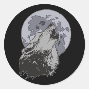 Sticker Rond Coyote Moon