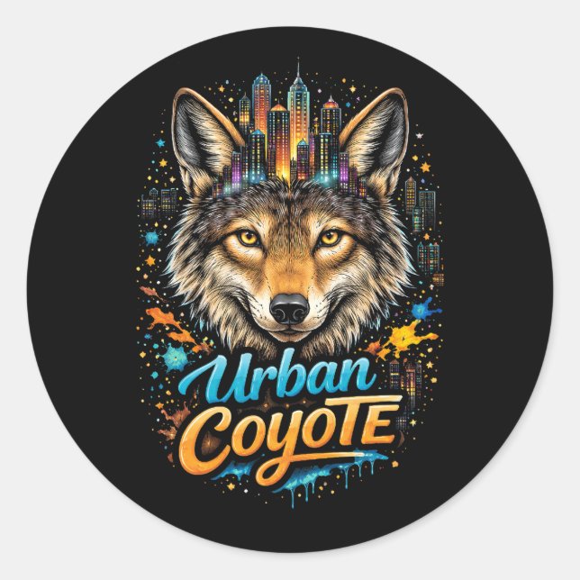 Sticker Rond Coyote urbain (Devant)