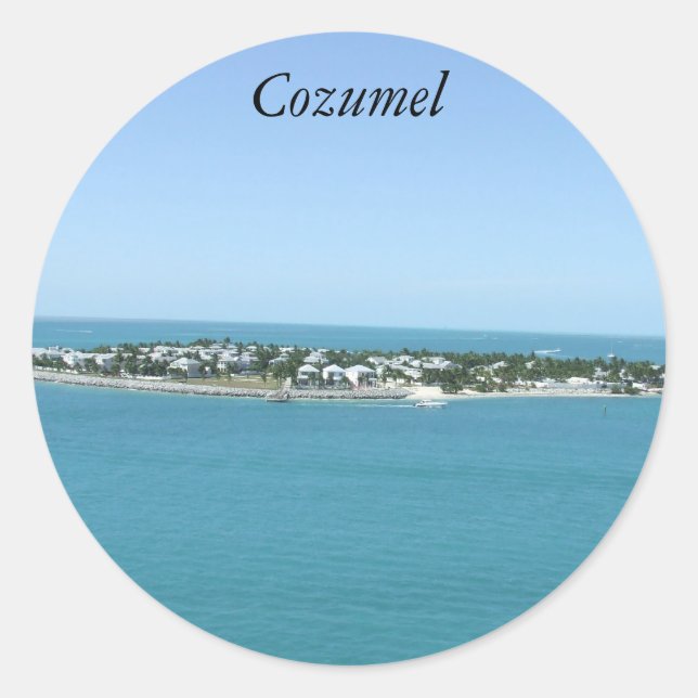 Sticker Rond Cozumel Mexico Island, Blue Water (Devant)