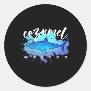 Sticker Rond Cozumel Mexique Requin Scu Plongeur Vacances de pr