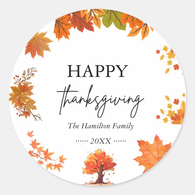 Sticker Rond Cozy Fall Thanksgiving Dinner Party (Devant)