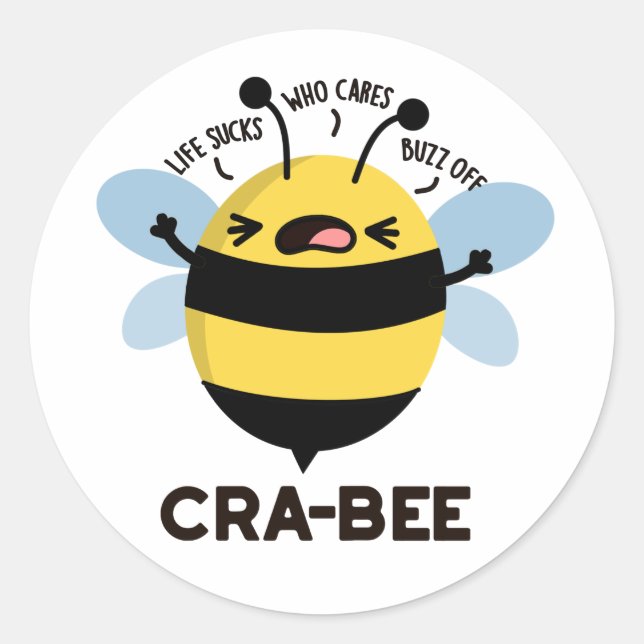 Sticker Rond Cra-bee Funny Crabby Bee Pun (Devant)