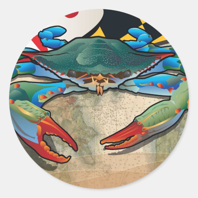 Sticker Rond Crab bleu du Maryland (Devant)