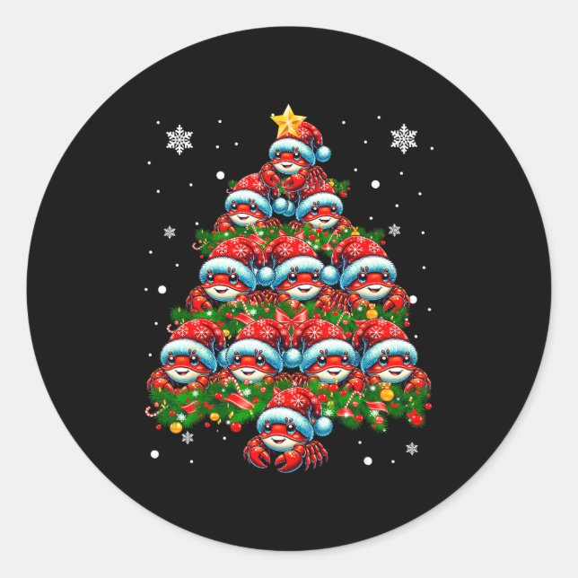 Sticker Rond Crab Lighting Xmas Holiday Santa Crab Christmas Tr (Devant)