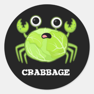 Sticker Rond Crabbage Funky Chou Crabe Pun Dark BG