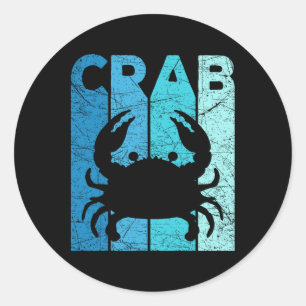 Sticker Rond Crabe Amateur de Fruits de Mer Vintage Pêche au Cr