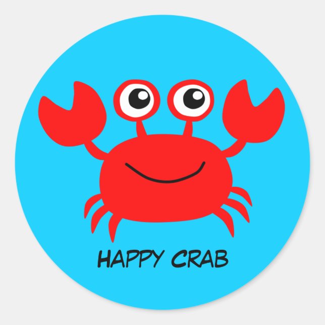 Sticker Rond Crabe Animé heureux (Devant)