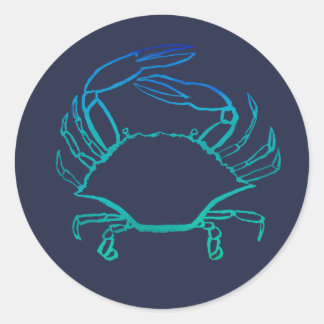 Sticker Rond Crabe bleu